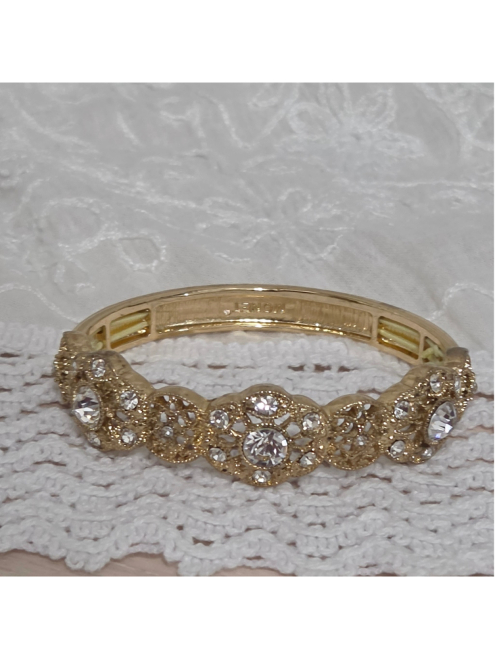Vintage Monet Gold Tone Rhinestone Bracelet